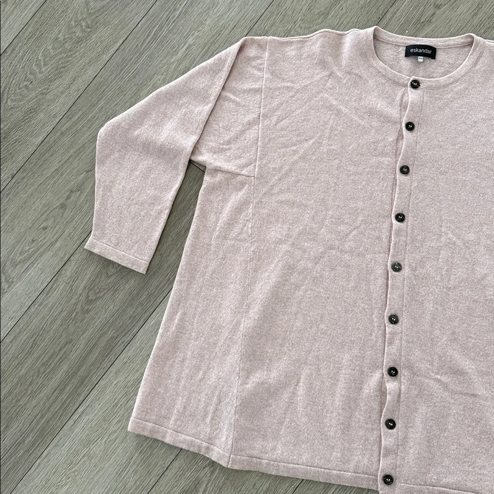 Eskandar women’s Cashmere Side Paneled Button down Cardigan O/S pink NWT